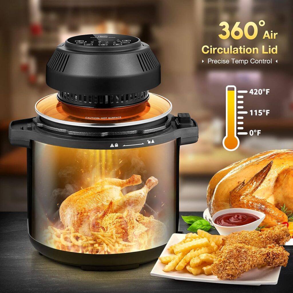 1829 Carl Schmidt Sohn Air Fryer Lid For Pressure Cooker 6 Quart  8 Quart With 8 Optional Presets And Led Touchscreen, 95% Less Oil, Accessories Combo Includes Basket, Rack, Mat, Tongs, Cookbook