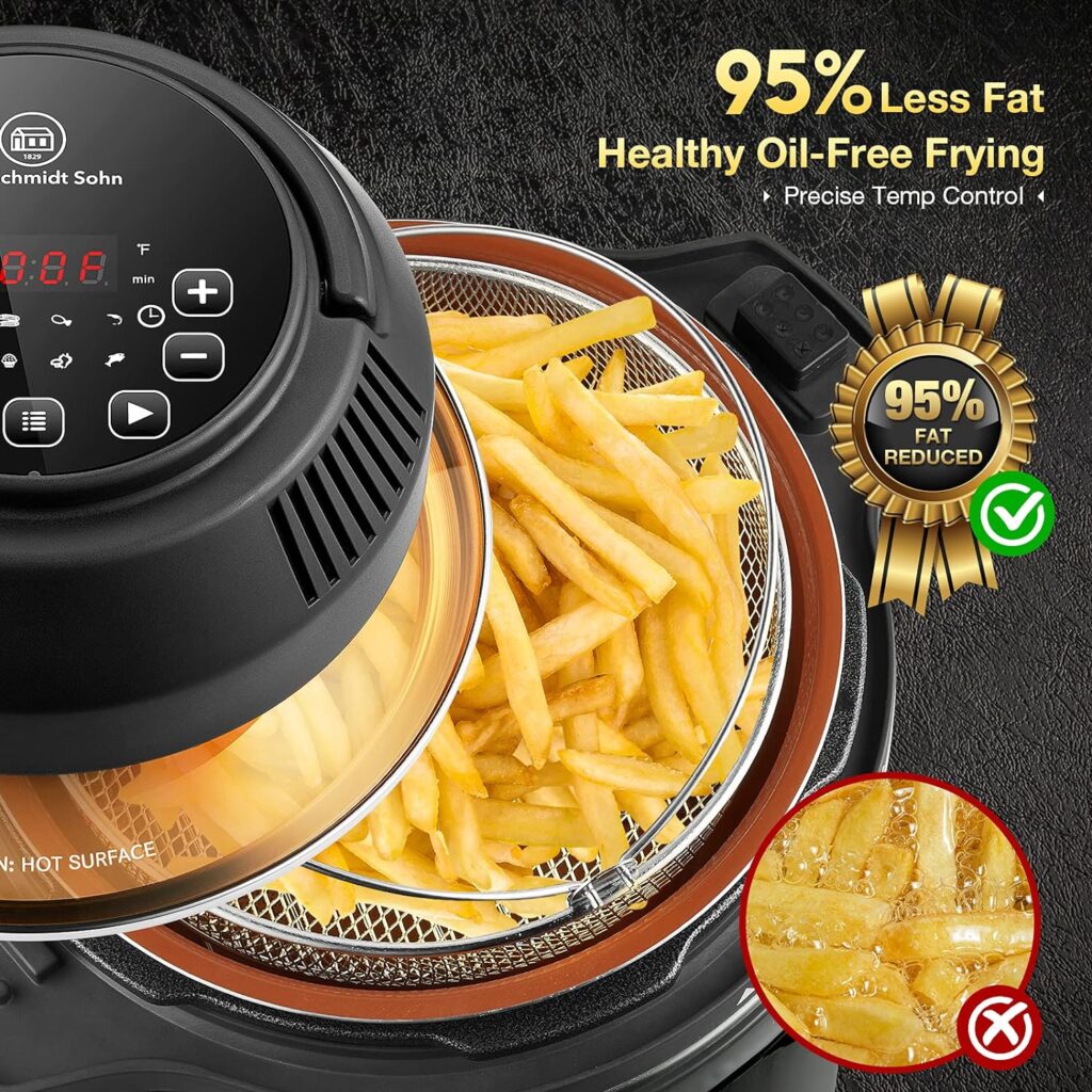 1829 Carl Schmidt Sohn Air Fryer Lid For Pressure Cooker 6 Quart  8 Quart With 8 Optional Presets And Led Touchscreen, 95% Less Oil, Accessories Combo Includes Basket, Rack, Mat, Tongs, Cookbook