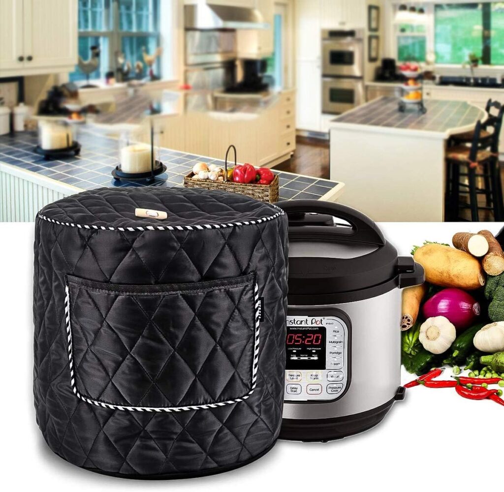 6QT/8QT Electric Pressure Cookers Decorative Pocket Electric Pressure Pot Dust Cover Small Kitchen Appliances Accessories (6 Quart, Black)