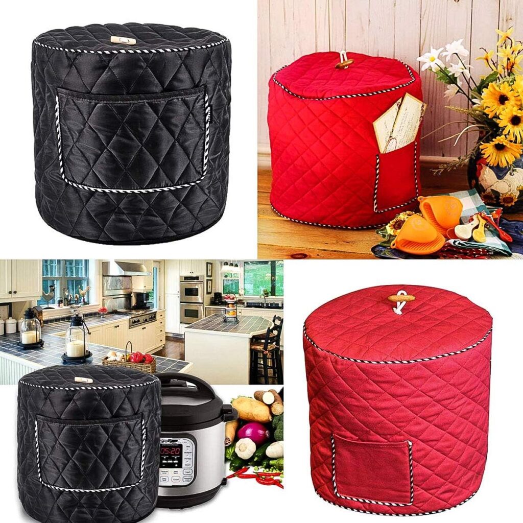 6QT/8QT Electric Pressure Cookers Decorative Pocket Electric Pressure Pot Dust Cover Small Kitchen Appliances Accessories (8 Quart, Black)