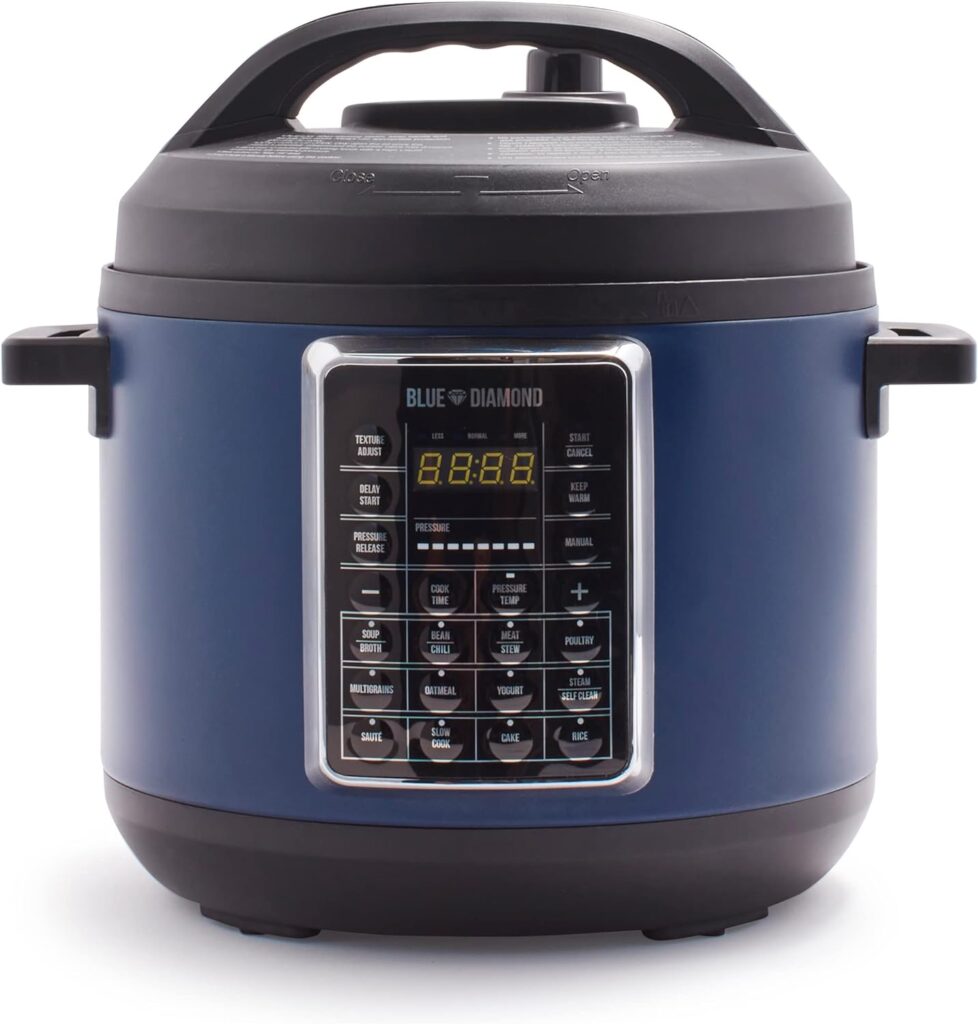 Blue Diamond Ceramic Nonstick, 16-in-1 6QT Electric Pressure Cooker, Slow Cooker, Rice Cooker, Yogurt Maker, Saute, Steamer and More, Programable, Dishwasher Safe Pot, PFAS-Free, Blue