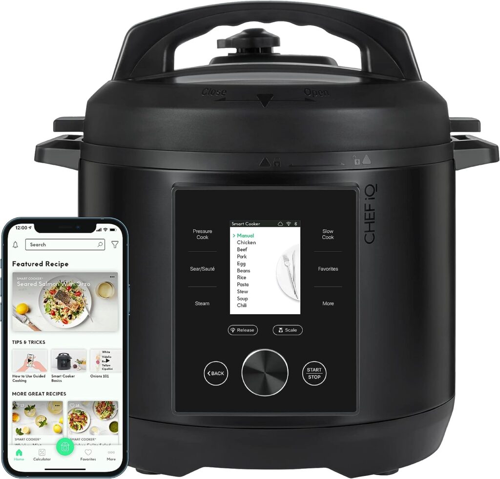 CHEF iQ Smart Pressure Cooker 10 Cooking Functions  18 Features, Built-in Scale, 1000+ Presets  Times  Temps w/App for 600+ Foolproof Guided Recipes, Rice  Slow Electric MultiCooker, 6 Qt