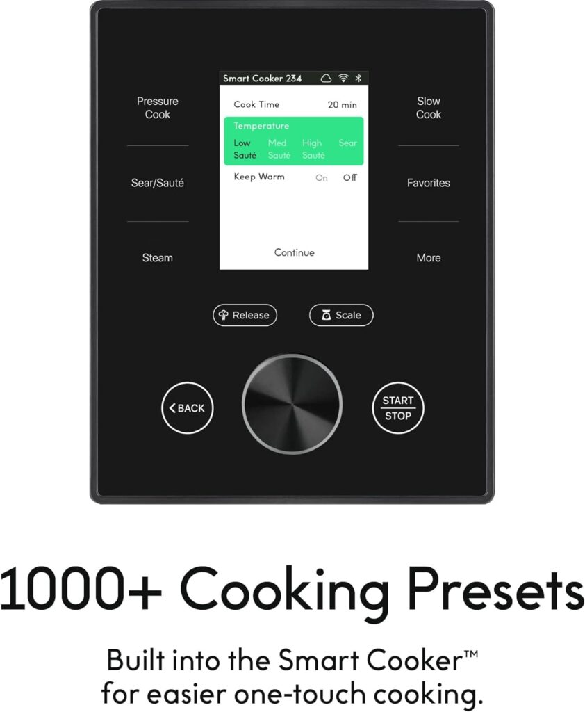 CHEF iQ Smart Pressure Cooker 10 Cooking Functions  18 Features, Built-in Scale, 1000+ Presets  Times  Temps w/App for 600+ Foolproof Guided Recipes, Rice  Slow Electric MultiCooker, 6 Qt