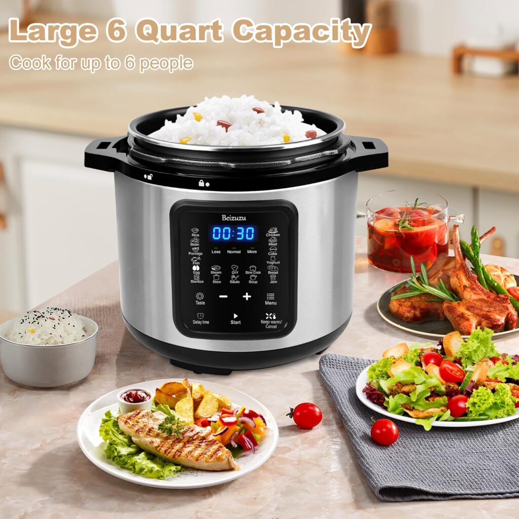 Electric Pressure Cooker: 6 Quart 9-in-1 Multi-Functional Built-in 11 Presets Programs Pressure Pot, Multi Cooker, Slow Cooker, Rice Cooker, Steamer, Sauté, Yogurt Maker, Warmer  Sterilizer