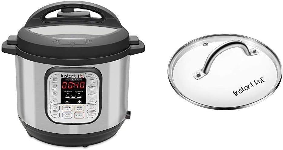 Instant Pot Duo 7-in-1 Electric Pressure Cooker, Sterilizer, Slow Cooker, Rice Cooker, Steamer, Saute, Yogurt Maker, and Warmer, 8 Quart, 14 One-Touch Programs  8 Quart Glass Lid