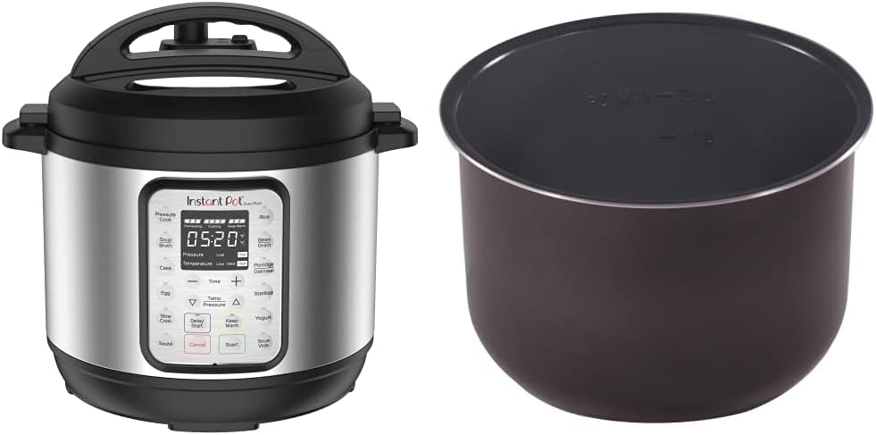 Instant Pot Duo Plus 9-in-1 Electric Pressure Cooker, Sterilizer, Slow Cooker, Rice Cooker, Steamer, 8 Quart, 15 One-Touch Programs  Ceramic Non Stick Interior Coated Inner Cooking Pot 8 Quart