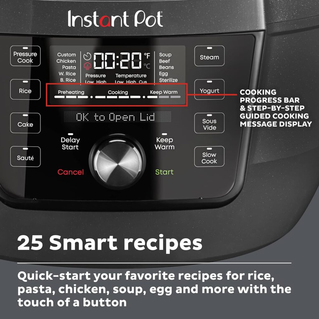 Instant Pot Ultra, 10-in-1 Pressure Cooker, Slow Cooker, Rice Cooker, Yogurt Maker, Cake Maker, Egg Cooker, Sauté, and more, Includes App With Over 800 Recipes, Stainless Steel, 6 Quart