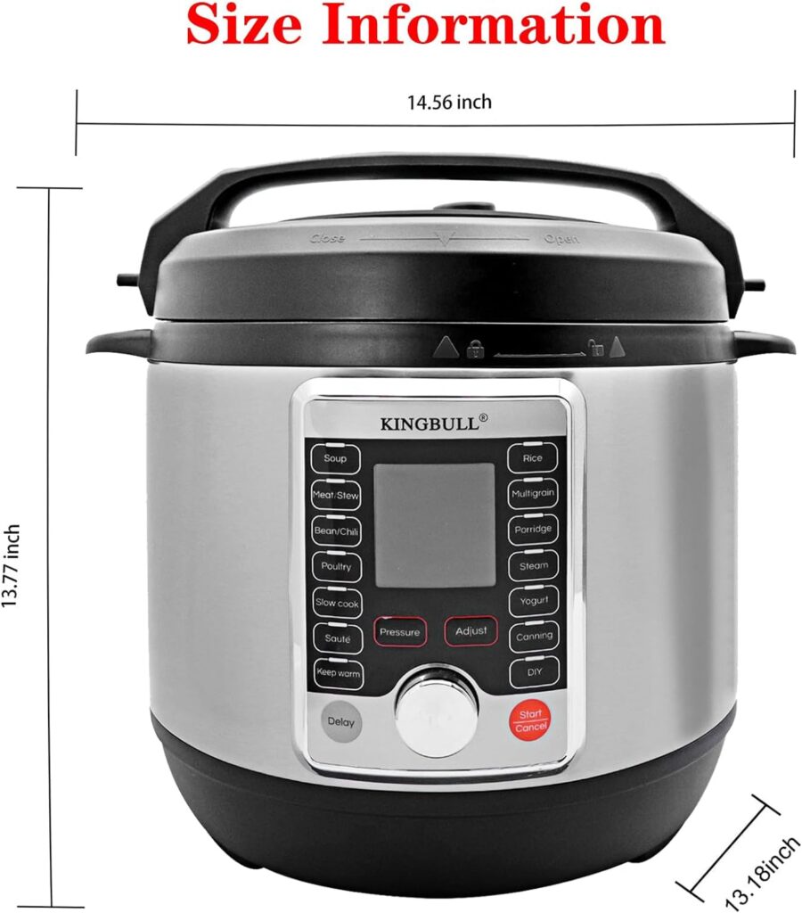 KINGBULL 12-in-1 Electric Pressure Cooker, Slow Cooker, Rice Cooker, Steamer, Sauté, Yogurt Maker  Warmer, One-Touch Programs,Support DIY,Stainless Steel/Black. (8 Quart)