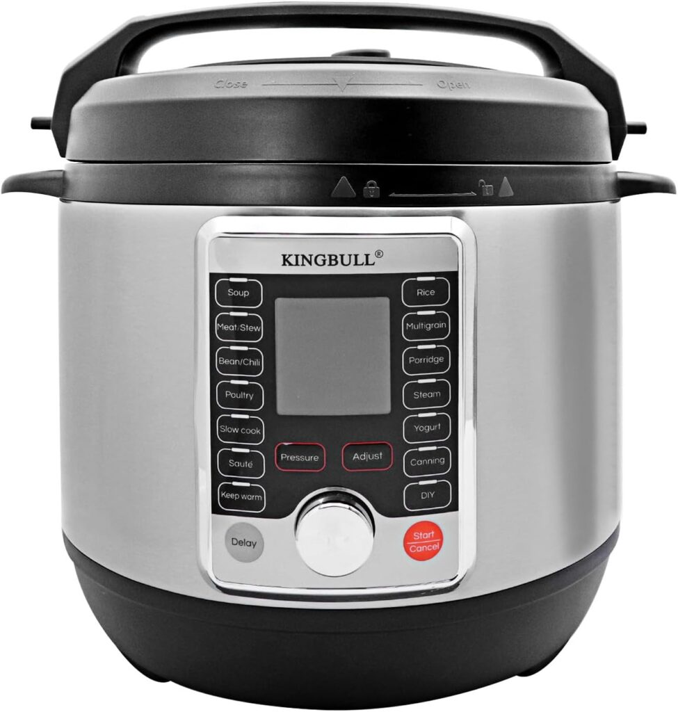 KINGBULL 12-in-1 Electric Pressure Cooker, Slow Cooker, Rice Cooker, Steamer, Sauté, Yogurt Maker  Warmer, One-Touch Programs,Support DIY,Stainless Steel/Black. (8 Quart)