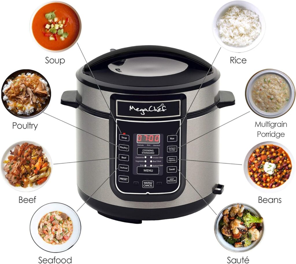 Megachef Digital Pressure Cooker, Silver, 6 quart