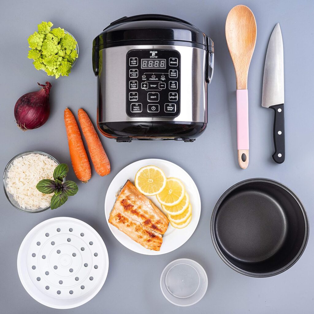 Moss  Stone Electric Pressure Cooker with Large LCD Display, Multi-Use 6 Quart Electric Pot, 14 in 1 Slow Cooker, Rice Cooker, Steamer, Sauté, Yogurt Maker, Egg Cooker, Warmer and More