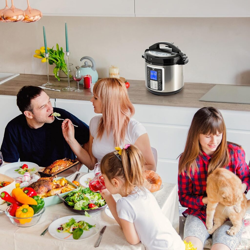 Moss  Stone Electric Pressure Cooker with Large LCD Display, Multi-Use 6 Quart Electric Pot, 14 in 1 Slow Cooker, Rice Cooker, Steamer, Sauté, Yogurt Maker, Egg Cooker, Warmer and More
