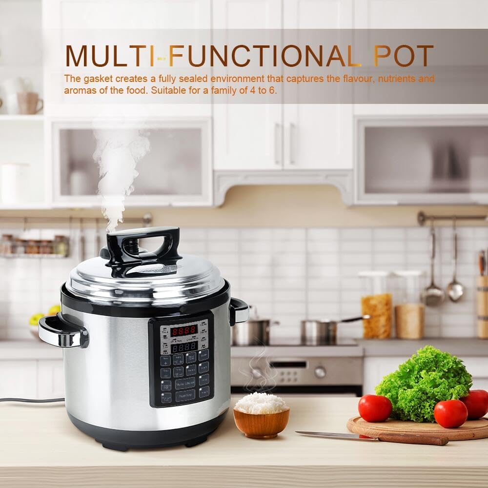 prepAmeal 6QT 8 IN 1 Pressure Cooker MultiUse Programmable Instant Cooker Pressure Pot with Slow Cooker, Rice Cooker, Steamer, Sauté, Yogurt, Warmer