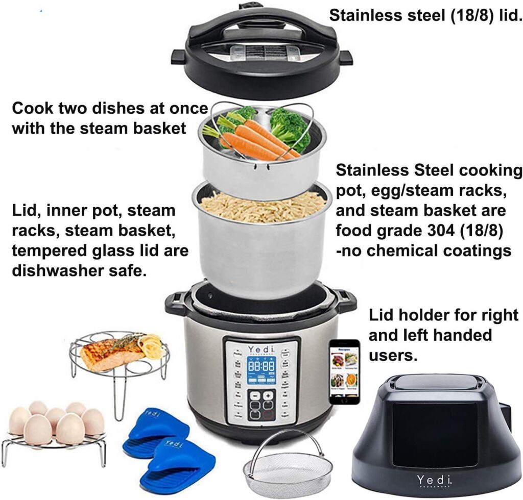 Yedi Tango, 2-in-1 Air Fryer and Pressure Cooker, 6 Quart, with Deluxe Accessory kit