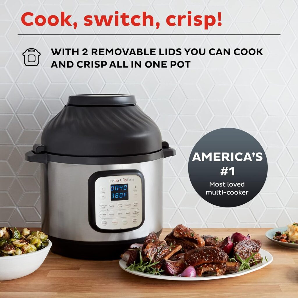 Instant Pot Duo Plus, 6-Quart Whisper Quiet 9-in-1 Electric Pressure Cooker, Slow Rice Steamer, Sauté, Yogurt Maker, Warmer  Sterilizer, Free App with 800+ Recipes, Stainless Steel