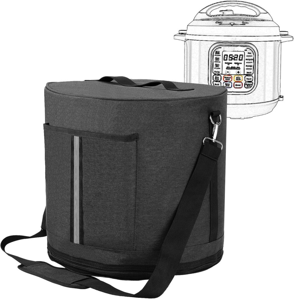 Kingshion Storage Shoulder Bag Compatible with Electric Pressure Cooker, Electric Pressure Cooker Bag with zipper for Most 6-Quart Electric Pressure Cooker and Slow Cooker (Dark Grey)