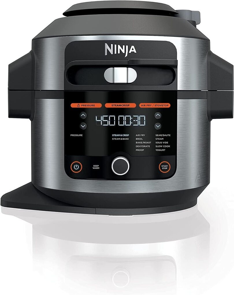 OL501 Foodi 6.5 Qt. 14-in-1 Pressure Cooker Steam Fryer with SmartLid, that Air Fries, Proofs  More, with 2-Layer Capacity, 4.6 Qt. Crisp Plate  25 Recipes, Silver/Black (BLACK)