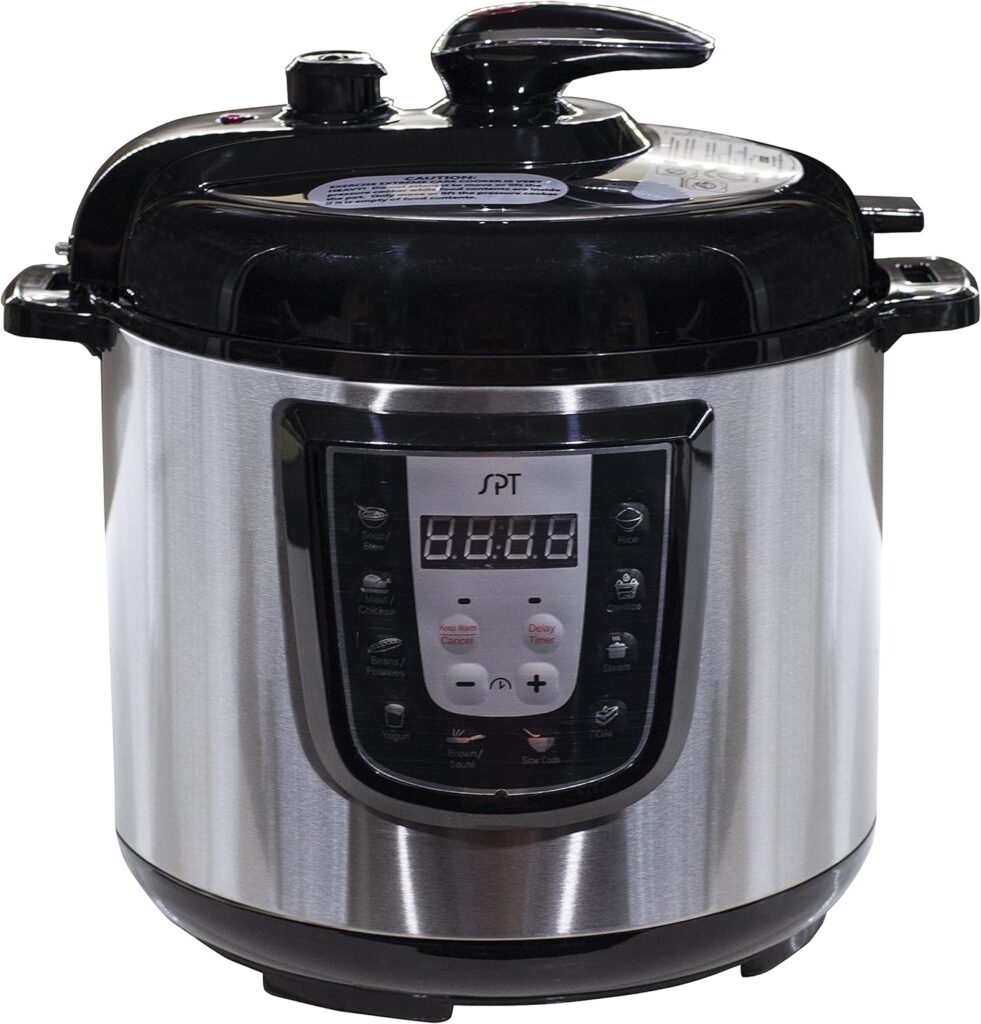 SPT EPC-14DA: 6-Quart Digital Stainless Steel Electric Pressure Cooker, BLACK