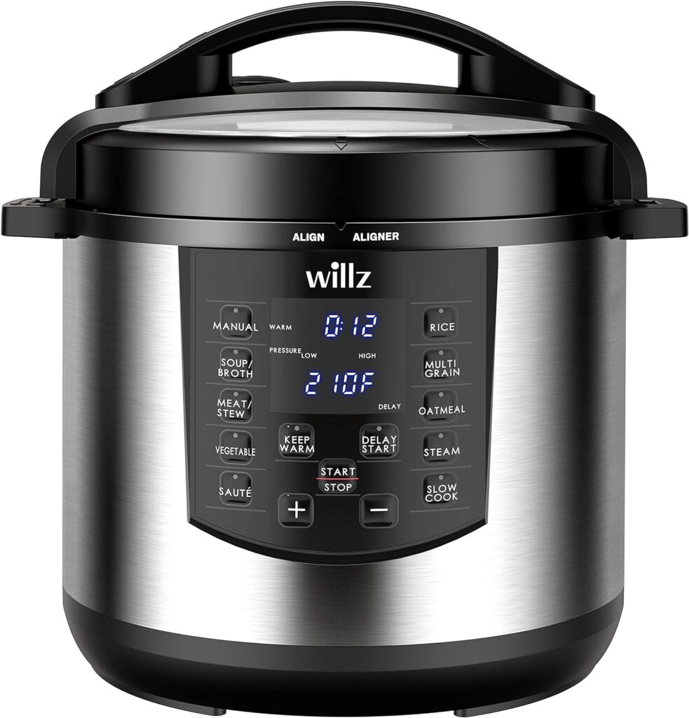 Willz 6-in-1 Multi-Use Programmable Pressure Cooker, Slow Cooker, Rice Cooker, Steamer, Sauté,  Food Warmer, 6 Qt, Stainless Steel